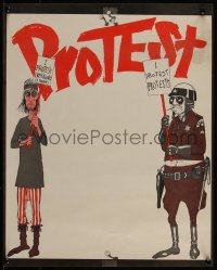 4k0207 PROTEST 16x20 commercial poster 1970s hippie with police officer counter-protesting!