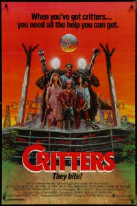 4k0748 CRITTERS 1sh 1986 great completely different art of cast & monsters by Ken Barr!