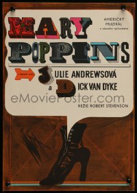 4k0180 MARY POPPINS Czech 11x16 1969 Walt Disney's musical classic, different Galova artwork!