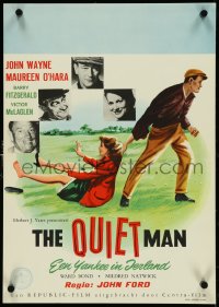 4k0194 QUIET MAN Dutch 1953 great art of John Wayne dragging Maureen O'Hara, John Ford!