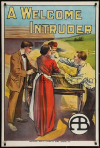 4k0353 WELCOME INTRUDER English 1sh 1913 D.W. Griffith Biograph short, art of man with farm family!