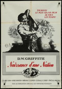 4k0419 BIRTH OF A NATION French 21x31 R1970 D.W. Griffith's classic post-Civil War tale of the KKK!