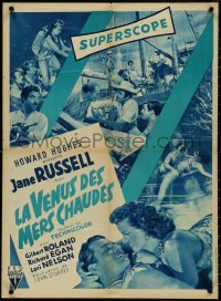 4k0438 UNDERWATER French 23x32 1955 Howard Hughes, sexiest skin diver Jane Russell, different!