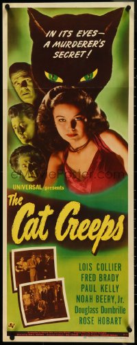 4k0243 CAT CREEPS insert 1946 cool art of Lois Collier, it will scare you out of your skin, rare!