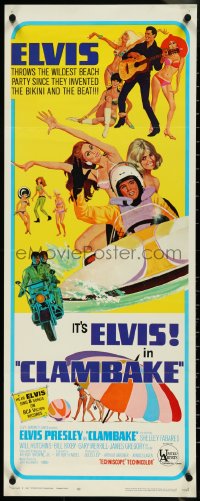 4k0245 CLAMBAKE insert 1967 McGinnis art of Elvis Presley in boat w/sexy ladies, rock & roll!