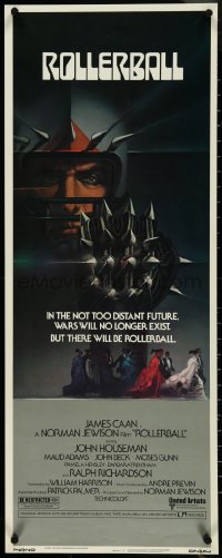 4k0284 ROLLERBALL insert 1975 James Caan in a future where war does not exist, Bob Peak art!