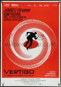 4k0392 VERTIGO Italian 1sh R2019 Alfred Hitchcock classic, cool artwork by Saul Bass!