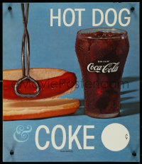 4k0188 COCA-COLA: HOT DOG & COKE line hanger 1960s cool theater lobby displays!