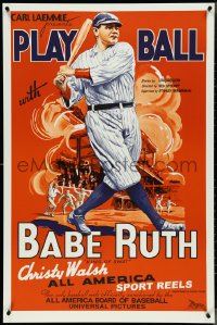 4k0686 PLAY BALL WITH BABE RUTH S2 poster 2001 wonderful artwork of the amazing baseball legend!