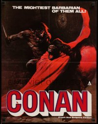 4k0190 CONAN THE BARBARIAN promo brochure 1982 opens to Frazetta poster for release of 12 books!