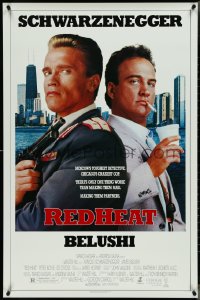 4k0899 RED HEAT 1sh 1988 great image of cops Arnold Schwarzenegger & James Belushi!