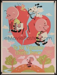 4k0487 BE MY VALENTINE CHARLIE BROWN #268/280 18x24 art print 2014 art of him & Snoopy with hearts