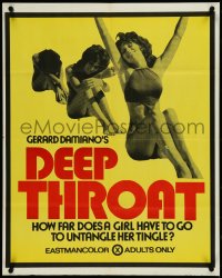 4k0311 DEEP THROAT 22x28 special poster 1976 how far does Linda Lovelace have to go, ultra rare!