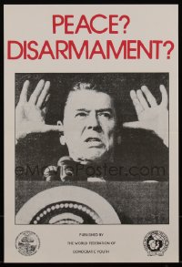 4k0547 PEACE DISARMAMENT 11x16 special poster 1980s Ronald Reagan with his thumbs in his ears!