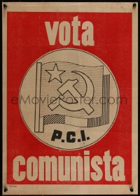 4k0189 VOTA COMUNISTA 17x24 Italian political campaign 1950s PCI, art of the communist flag!