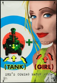 4k0962 TANK GIRL teaser 1sh 1995 Lori Petty, based on the comic strip, cool blacklight design!