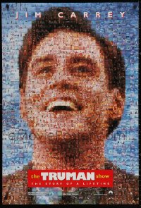 4k0978 TRUMAN SHOW teaser DS 1sh 1998 really cool mosaic art of Jim Carrey, Peter Weir