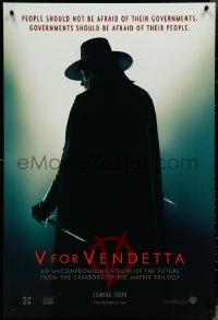 4k0980 V FOR VENDETTA teaser DS 1sh 2005 Wachowskis, Natalie Portman, silhouette of Hugo Weaving!