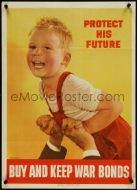 4k0123 BUY & KEEP WAR BONDS 20x28 WWII war poster 1944 art of a smiling child by Ruth Nichols!