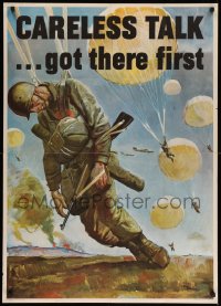 4k0103 CARELESS TALK GOT THERE FIRST 29x40 WWII war poster 1944 art by dead paratrooper by Stoops!