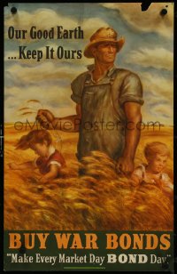 4k0143 OUR GOOD EARTH KEEP IT OURS 14x22 WWII war poster 1942 John Steuart Curry art, ultra rare!