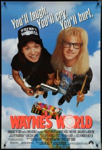 4k0991 WAYNE'S WORLD 1sh 1991 Mike Myers, Dana Carvey, one world, one party, excellent!