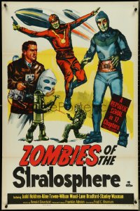 4k1000 ZOMBIES OF THE STRATOSPHERE 1sh 1952 cool art of aliens with guns including Leonard Nimoy!