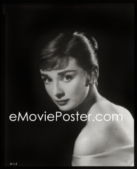 4m0489 AUDREY HEPBURN #2 studio 8x10 negative 1950s portrait w/ bare shoulder over black background!