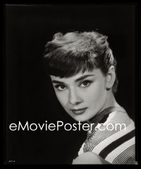 4m0490 AUDREY HEPBURN #3 studio 8x10 negative 1950s portrait w/striped blouse over black background!