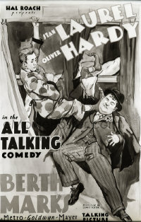 4m0493 BERTH MARKS studio 8x10 negative 1929 Bela Rieger art of Laurel & Hardy used on the one-sheet!