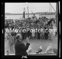 4m0346 BIRDS camera original 2.25x2.25 negative 1963 candid cast & crew watch Hitchcock taking oath!