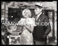 4m0371 BOMBSHELL camera original 8x10 negative 1933 beautiful Jean Harlow & Pat O'Brien by fish bowl!