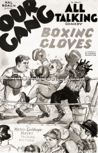 4m0496 BOXING GLOVES studio 8x10 negative 1929 great art of Our Gang kids used on the one-sheet!