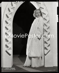 4m0375 CAROLE LOMBARD camera original 8x10 negative 1930s Paramount portrait modeling cool fur coat!