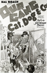 4m0497 CAT DOG & CO studio 8x10 negative 1929 great art of Our Gang kids used on the one-sheet!