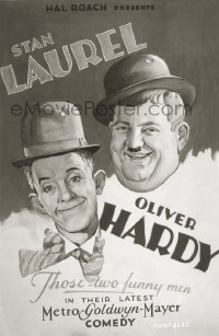 4m0506 LAUREL & HARDY studio 8x10 negative 1920s great art of Stan & Ollie from rare stock one-sheet!