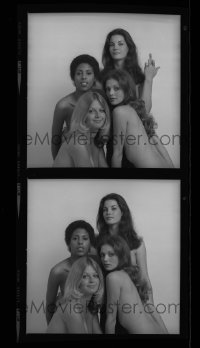 4m0356 YOUNG NURSES 2 camera original 2.25x2.25 negatives 1973 naked pose for poster art & give finger!