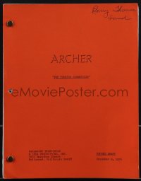 4m0099 ARCHER TV revised second draft script Dec 9, 1974 screenplay by David P. Harmon, 1st episode!