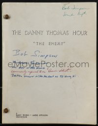 4m0119 DANNY THOMAS HOUR TV revised final draft script Aug 28, 1967, screenplay by Kelley, The Enemy!