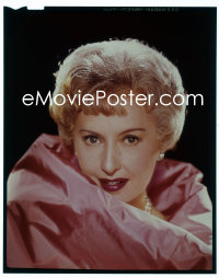 4m0218 BARBARA STANWYCK 4x5 transparency 1960s great head & shoulders portrait wearing pearls!