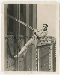 4p1244 FEET FIRST 8x10 still 1930 classic image of Harold Lloyd hanging on side of skyscraper!