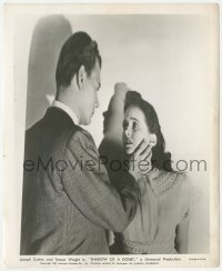 4p1374 SHADOW OF A DOUBT 8.25x10 still 1943 c/u of Joseph Cotten grabbing Teresa Wright, Hitchcock!