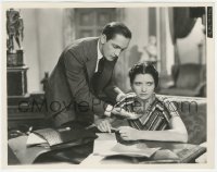 4p1387 STRANGERS IN LOVE 8x10.25 still 1932 Fredric March examines suspicious Kay Francis' necklace!