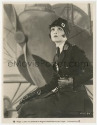 4p1415 WINGS 7.75x9.75 still 1927 wonderful close up of solemn Clara Bow in full uniform by plane!