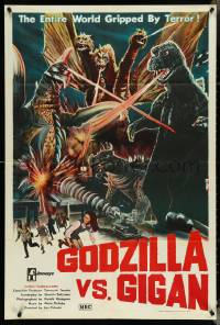 4p0311 GODZILLA ON MONSTER ISLAND Aust 1sh 1976 cool images of battling rubbery monsters!