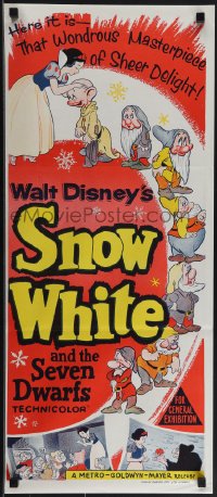 4p0353 SNOW WHITE & THE SEVEN DWARFS Aust daybill R1960s gorgeous hand litho, Walt Disney classic!