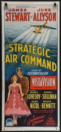 4p0355 STRATEGIC AIR COMMAND Aust daybill 1955 Richardson Studio art of pilot James Stewart, rare!