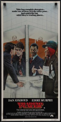 4p0360 TRADING PLACES Aust daybill 1983 different Purkis art of Dan Aykroyd & Eddie Murphy!