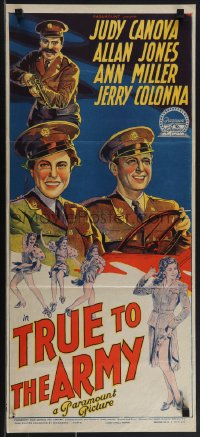 4p0361 TRUE TO THE ARMY Aust daybill 1942 Richardson Studio art of sexy Ann Miller & Judy Canova!