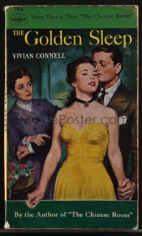 4p0992 GOLDEN SLEEP reprint paperback book 1949 art of man & two women in love triangle!